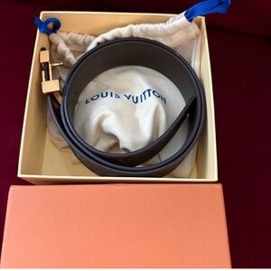 Louis Vuitton Brown Leather Belt with Gold T-Bar Buckle